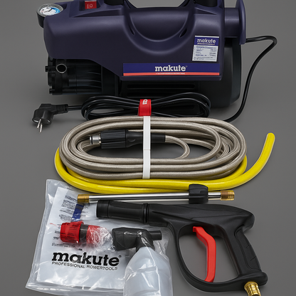 Makute HWP121 Pressure Washer Kit with Solar Cleaning Brush & Solar Shine Liquid | Complete Solar Panel Cleaning Package