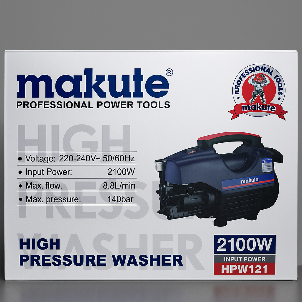 Makute HPW121 High Pressure Washer – 2100W | 140 Bar | 8.8L/min | 100% Copper Winding | Car, Bike, Home & Solar Panel Cleaning Machine