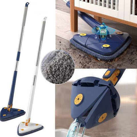 360° Triangular Rotation Mop - Auto Squeeze Long Handle